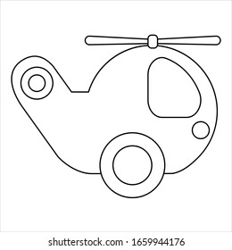 Coloring page outline of helicopter toy. Simple shapes. Vector illustration, coloring book for kids.