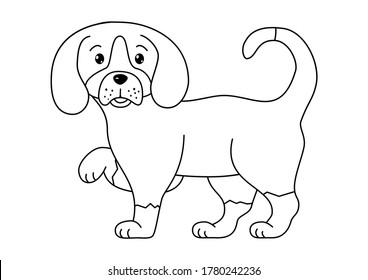 Coloring page outline little puppy. Vector illustration isolated on white background