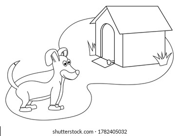 Coloring page outline little puppy. Vector illustration isolated on white background