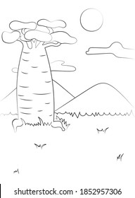 Coloring page outline of nature. Vector background fot coloring books