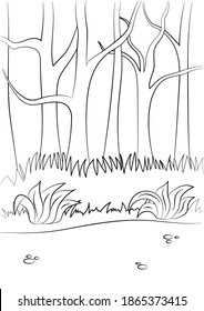 Coloring page outline of nature. Vector background fot coloring books