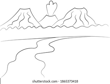 Coloring page outline of nature. Vector background fot coloring books
