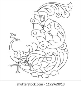 Coloring Page Outline Of Peacock Vector Art Illustration