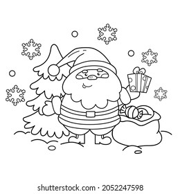 Coloring Page Outline Santa Claus Gifts Stock Vector (Royalty Free ...