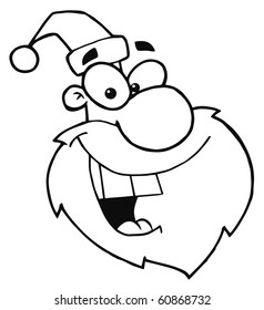 Coloring Page Outline Of A Santa Face Laughing