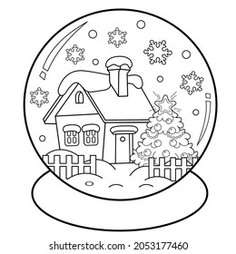 Coloring Page Outline Snow Globe Santa Stock Vector (Royalty Free ...