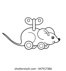 Coloring Page Outline Toy Clockwork Mouse Stock Vector Royalty Free 447917386