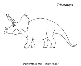 Coloring page outline Triceratops dinosaur. Vector illustration isolated on white background