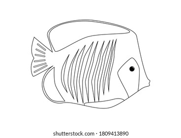 Coloring Page Outline Tropical Fish Vector Stock Vector (Royalty Free ...