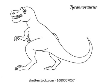 Coloring page outline Tyrannosaurus dinosaur. Vector illustration isolated on white background