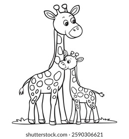 coloring page outline vector illustration. Wild animal, mothers day coloring page for kids