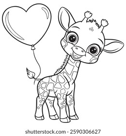coloring page outline vector illustration. Wild animal, mothers day coloring page for kids
