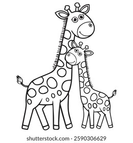 coloring page outline vector illustration. Wild animal, mothers day coloring page for kids