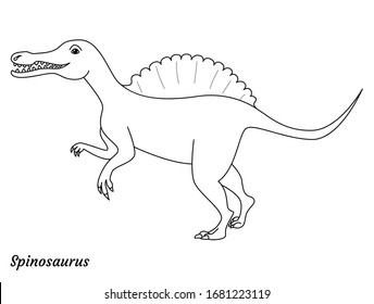 Coloring page outtline Spinosaurus dinosaur. Vector illustration isolated on white background