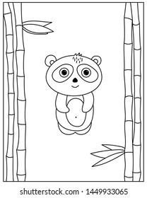 Coloring page with Panda in doodle style. Vector illustration. Isolated on white background