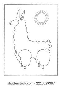 Coloring Page Pattern Continuation with Llama - Preschool Worksheet