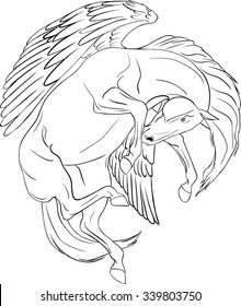 Coloring page Pegasus soaring
