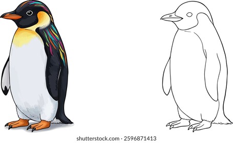 Coloring Page of Penguins with clean outline.
