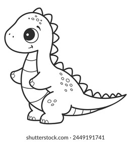 Coloring page with a picture of a cute dinosaur. Coloring book for children and adults