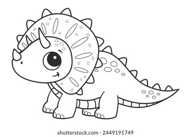 Coloring page with a picture of a cute dinosaur. Coloring book for children and adults