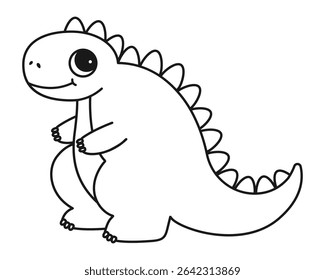 Coloring page with a picture of a cute dinosaur. Coloring book for children and adults.
