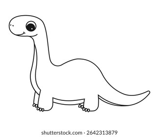 Coloring page with a picture of a cute dinosaur. Coloring book for children and adults.