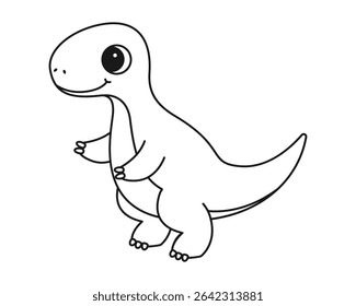 Coloring page with a picture of a cute dinosaur. Coloring book for children and adults.