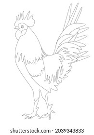 A coloring page with a picture of a rooster.