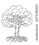 coloring page for a picture of a tree