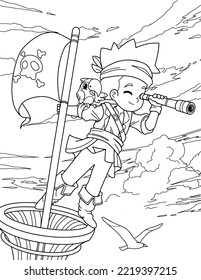 Coloring page pirate cartoon