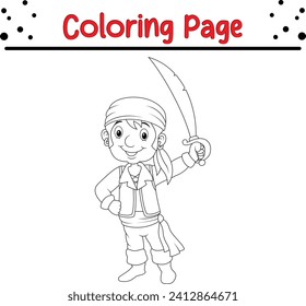 Coloring page pirate holding sword