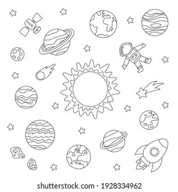 planets clip art black and white