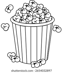 Ilustração do vetor do balde de pipoca da página de coloração