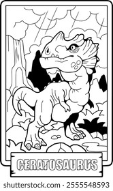 coloring page prehistoric dinosaur ceratosaurus