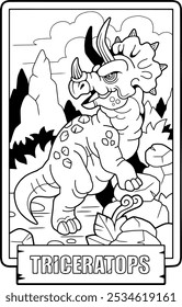 coloring page prehistoric dinosaur triceratops