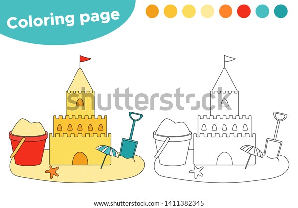 Coloring Page Preschool Kids Vector Cartoon Arkivvektor (royaltyfri ...