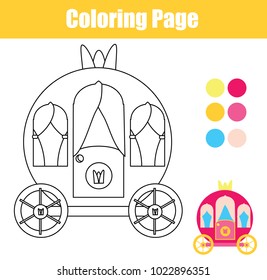 Coloring Page Princess Carriage Color Picture Stock Vector (Royalty ...