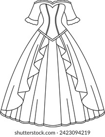 Färben einer Prinzessin Kleid für Kinder. Fashion Illustration - Farbbuch 