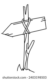 Coloring Page For Printing And Wooden Signpost Are The Main Elements Of The Project