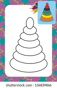 Coloring page. Pyramid vector illustration.