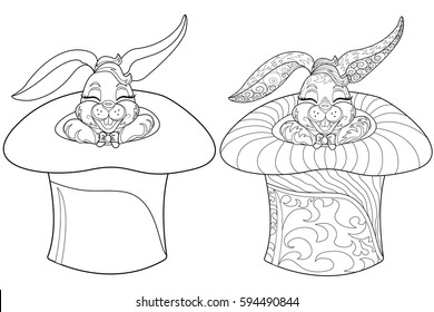 Coloring Page rabbit. Hand Drawn vintage doodle bunny vector illustration for Easter. Sketch for tattoo. Animal collection.