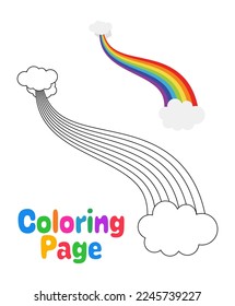 Coloring page with Rainbow for kids