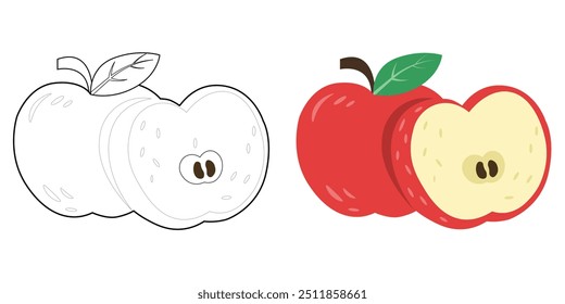 Dibujo para colorear de manzana roja