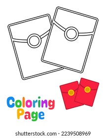 Coloring page with Red Envelope for kids