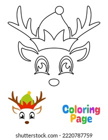 Coloring page with Reindeer Face for kids