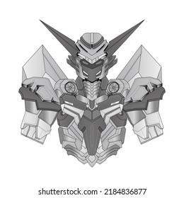 Página de Colores Guerrero Robot Knight en segundo plano, Perfecto para libros y tatuajes