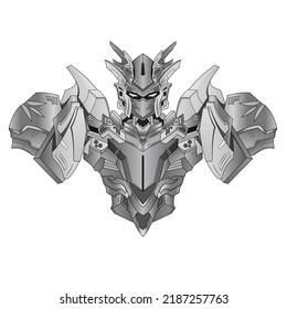 Coloring page Robot knight warrior in background, Perfect for book and tattoos