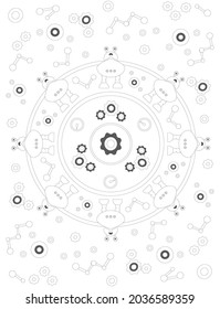 Coloring page with robots, Children's mandala.
Printable vector mandala