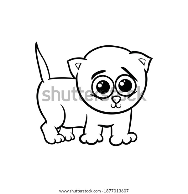 Coloring Page Sad Cat Cute Cartoon Stock Vector (Royalty Free ...