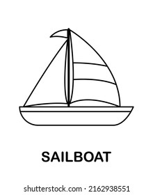 Coloring page with Sailboat for kids